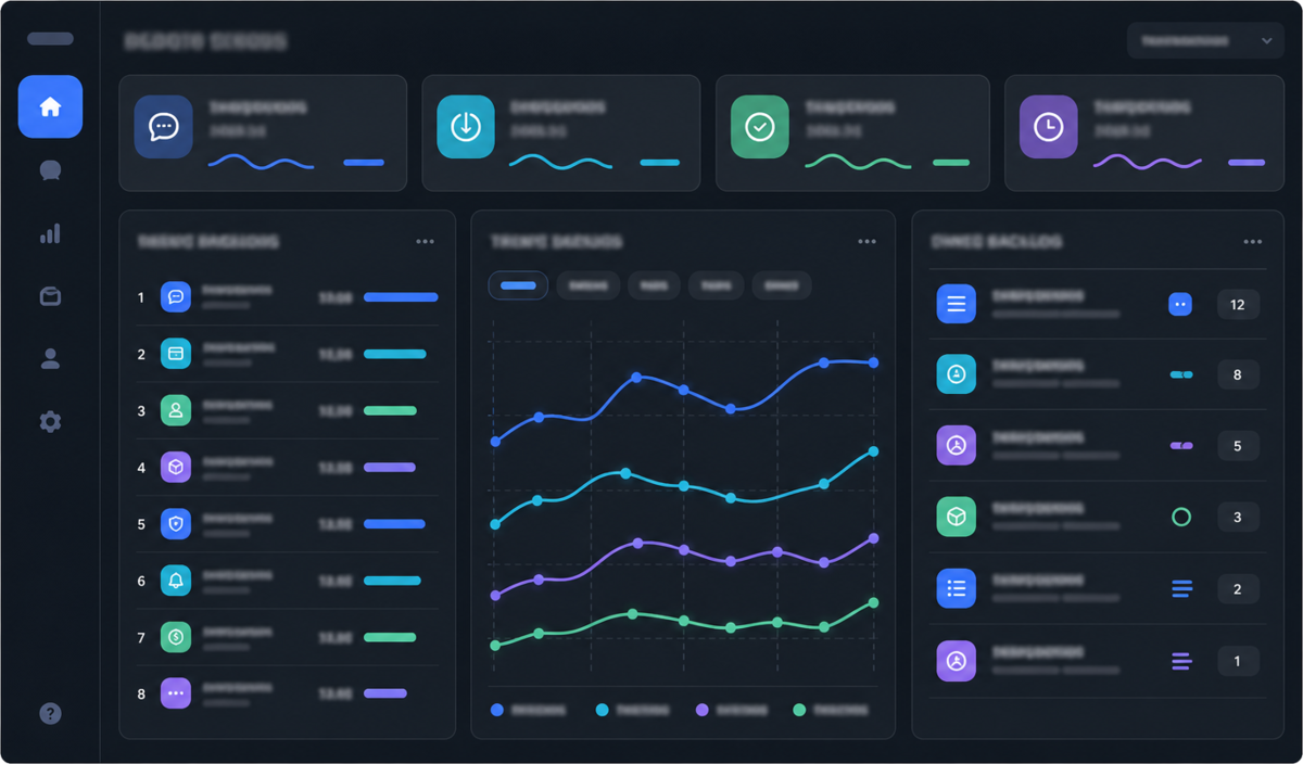 Mine the support inbox for the next quarter's fixes — Illustrative interface concept — not a shipped product