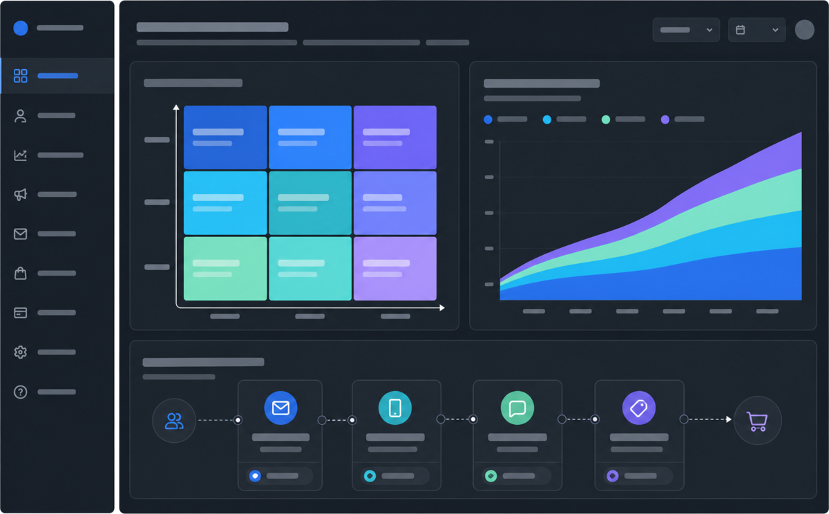 Lift CRM revenue with RFM × LTV tiers — Illustrative interface concept — not a shipped product