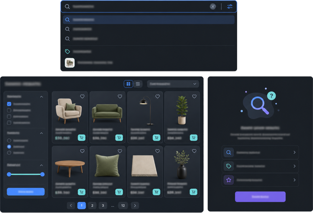 Turn site search into orders — Illustrative interface concept — not a shipped product
